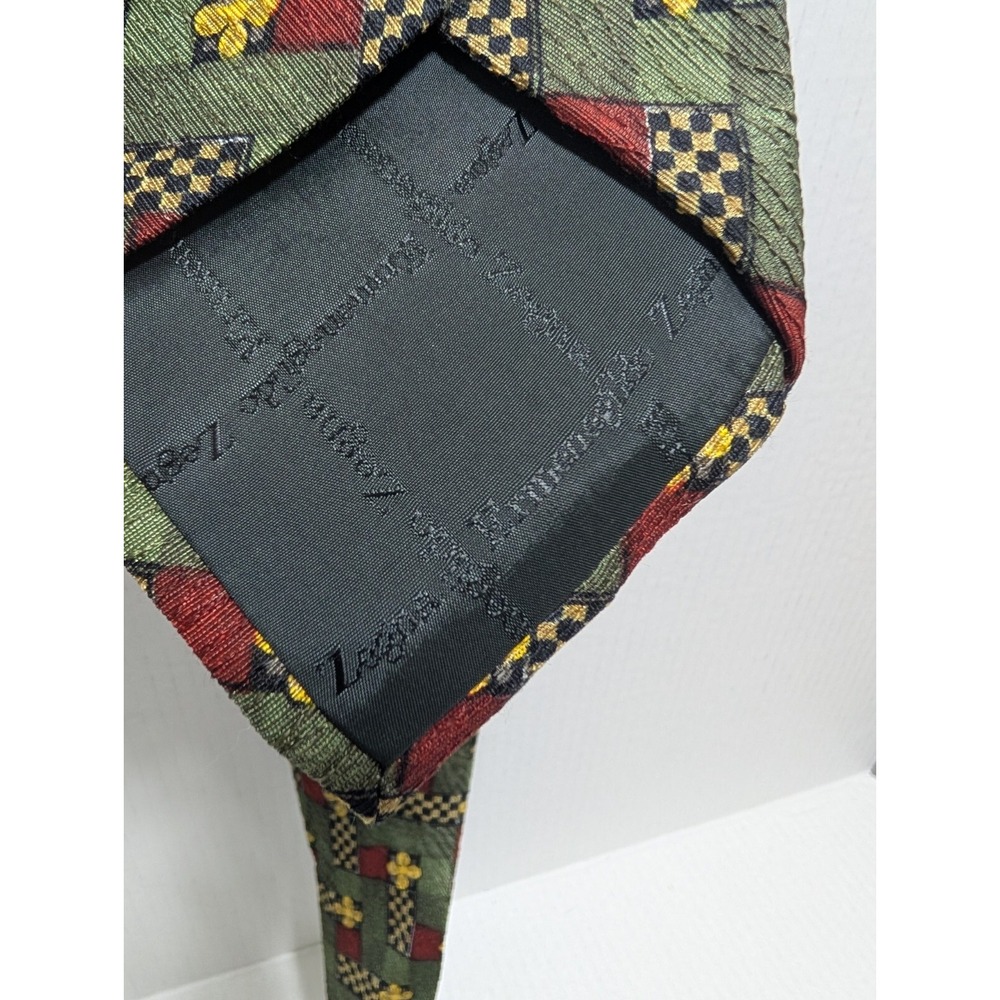 Ermenegildo Zegna Necktie Multicolor Geometric Silk Textured Tie All Over‎ Italy - Picture 4 of 8